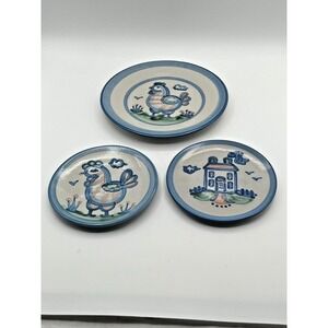MA Hadley Signed Hand Painted Lunch Plate HOUSE and Bread Plates